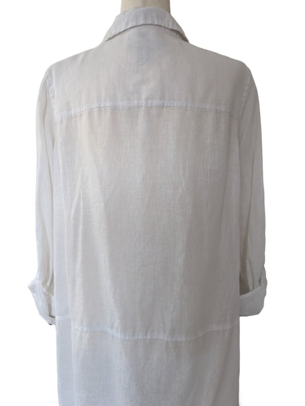 Tahari 100% Linen Button Down White Tunic - Picture 9 of 11
